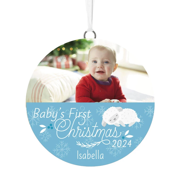 Hallmark Baby's First Christmas Personalized Text And Horizontal Photo Ceramic Ornament 1 Hallmark Baby's First Christmas Personalized Text And Horizontal Photo Ceramic Ornament