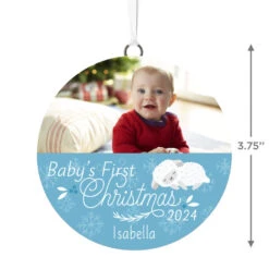 Hallmark Baby's First Christmas Personalized Text And Horizontal Photo Ceramic Ornament 5 Hallmark Baby's First Christmas Personalized Text And Horizontal Photo Ceramic Ornament -Hallmark Sales Store Babys First Personalized Round Christmas Ornament 1999QHE1711B24 03