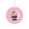 Hallmark Baby’s First Christmas Pink Scalloped Personalized Text And Photo Metal Ornament