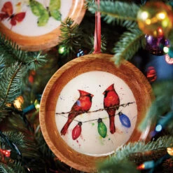 Cardinals On Light String Wood Ornament -Hallmark Sales Store Cardinals on Light String Wooden Ornament 2020230122 03
