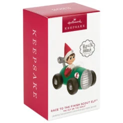 Hallmark The Elf On The Shelf® Race To The Finish Scout Elf™ Ornament -Hallmark Sales Store Elf on the Shelf in Race Car Keepsake Ornament 1799QXI7357 04