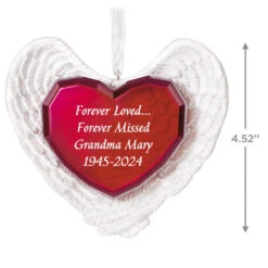 Hallmark Forever Loved Memorial Heart And Angel Wings Text Personalized Ornament -Hallmark Sales Store Forever Loved Memorial Heart and Angel Wings Personalized Keepsake Ornament 2499QHE2119B1 03