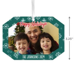 Hallmark Green Snowflake Personalized Text And Photo Metal Ornament -Hallmark Sales Store Green Snowflake Personalized Christmas Ornament 1OFM1001B2 03