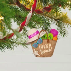 Hallmark Life's A Beach! 2023 Ornament -Hallmark Sales Store Lifes a Beach Tote Bag Keepsake Ornament 1899QGO2929 02
