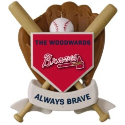 MLB Baseball Personalized Ornament, Braves™ -Hallmark Sales Store MLB Baseball Personalized Ornament Braves 2499QHE1913B100 03
