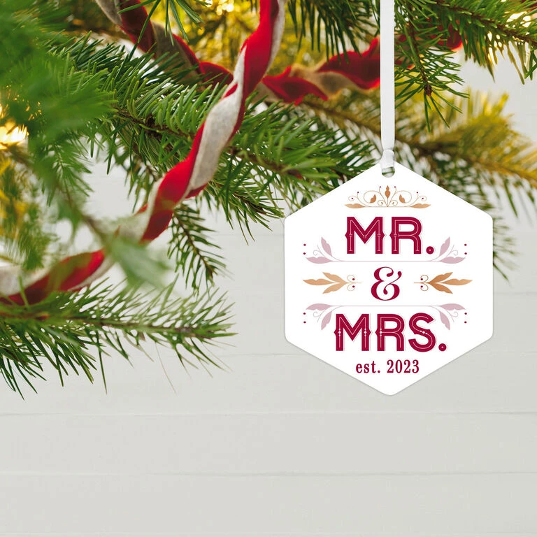 Hallmark Mr. & Mrs. Personalized Text Metal Ornament 2 Hallmark Mr. & Mrs. Personalized Text Metal Ornament - Image 2
