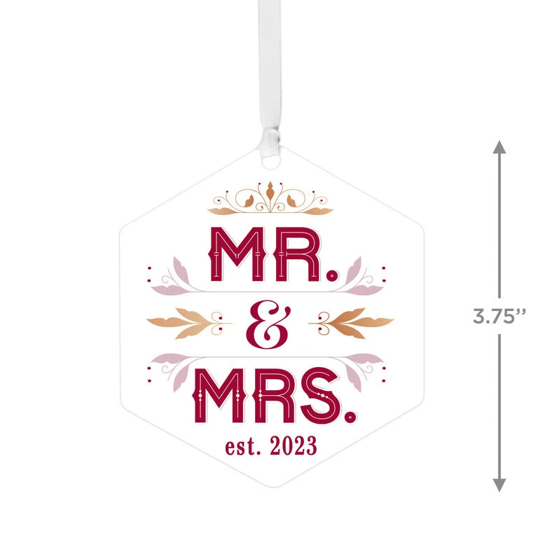 Hallmark Mr. & Mrs. Personalized Text Metal Ornament 3 Hallmark Mr. & Mrs. Personalized Text Metal Ornament - Image 3