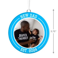 Hallmark New Dad Personalized Text And Photo Ceramic Ornament -Hallmark Sales Store New Dad Personalized Round Ceramic Ornament 1999QHE1711B28 03