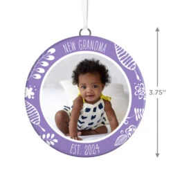 Hallmark New Grandma Personalized Text And Photo Ceramic Ornament -Hallmark Sales Store New Grandma Personalized Round Ceramic Ornament 1999QHE1711B29 03