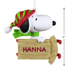 Hallmark Peanuts® Sledding With Snoopy Personalized Ornament -Hallmark Sales Store Peanuts Snoopy With Sled Personalized Keepsake Ornament 2499QHE2002B1 03