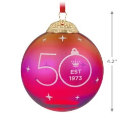 Hallmark Keepsake Ornament 50th Anniversary Christmas Commemorative Special Edition Glass And Metal Ornament -Hallmark Sales Store Red Ball 50th Anniversary Keepsake Ornament 2499QGO2987 03