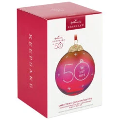 Hallmark Keepsake Ornament 50th Anniversary Christmas Commemorative Special Edition Glass And Metal Ornament -Hallmark Sales Store Red Ball 50th Anniversary Keepsake Ornament 2499QGO2987 04