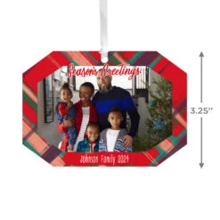 Hallmark Red Plaid Personalized Text And Photo Metal Ornament 5 Hallmark Red Plaid Personalized Text And Photo Metal Ornament -Hallmark Sales Store Red Plaid Personalized Christmas Ornament 1OFM1001B1 03