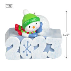 Hallmark Mini A Snowy 2023 Ornament With Light, 1.25" -Hallmark Sales Store Snowman 2023 Keepsake Ornament 1299QXM9209 03