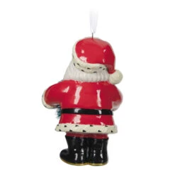 Hallmark Jolly Santa Porcelain Special Edition Ornament -Hallmark Sales Store Vintage Jolly Santa With Wreath Keepsake Ornament 2499QXT4113 06