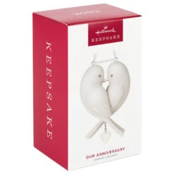 Hallmark Our Anniversary 2023 Porcelain Ornament -Hallmark Sales Store White Love Birds Anniversary Keepsake Ornament 1999QHX3069 04